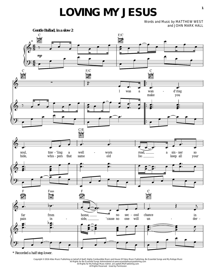 Loving My Jesus Piano, Vocal, Guitar scores gallery preview page 1