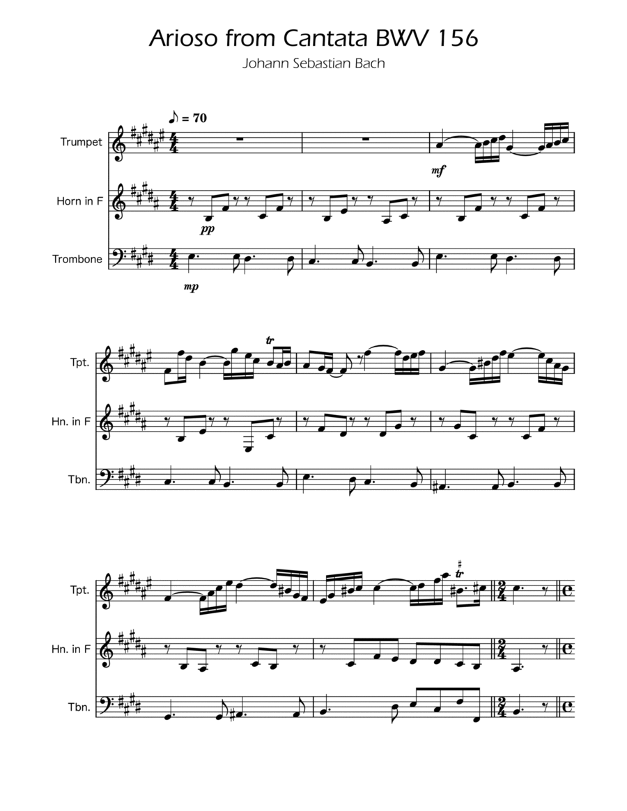 Arioso BWV 156 - Brass Trio Brass Trio scores gallery preview page 1