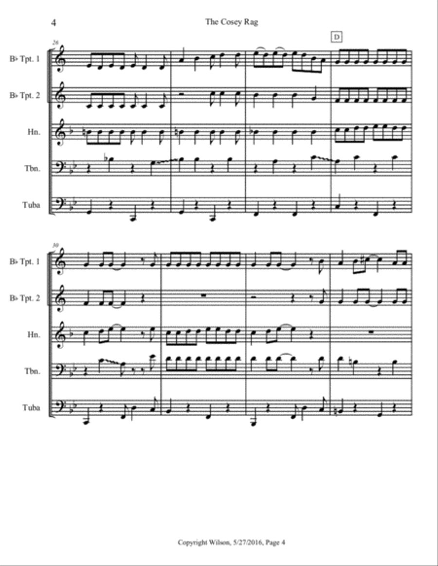 The Cosey Rag The Cosey Rag Brass Quintet scores gallery preview page 5