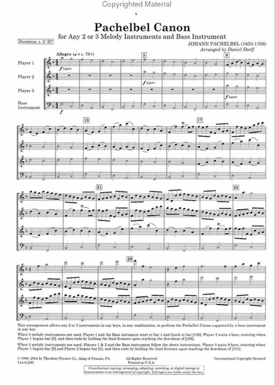 Pachelbel Canon Concert Band scores gallery preview page 2