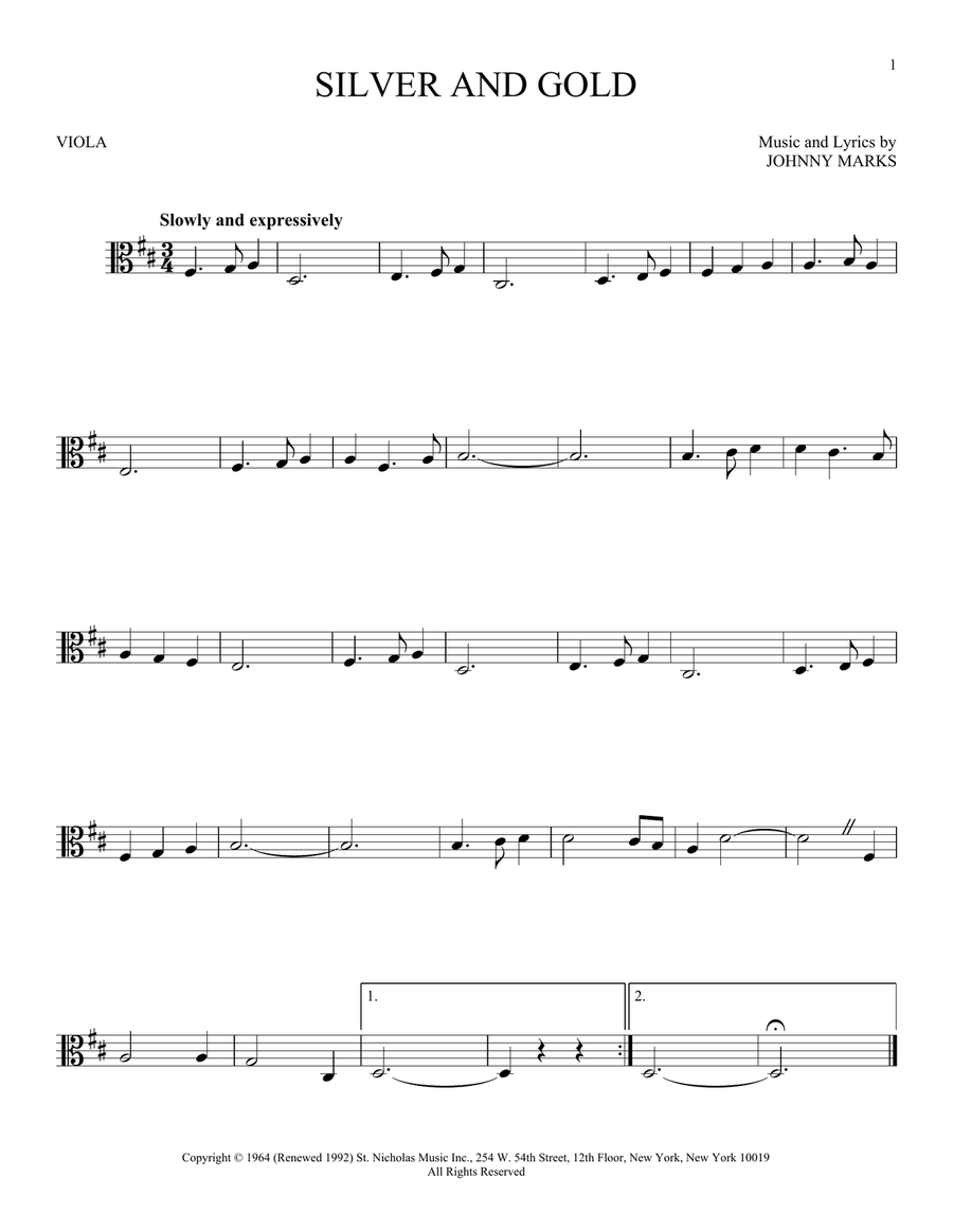 Silver And Gold Viola Solo scores gallery preview page 1