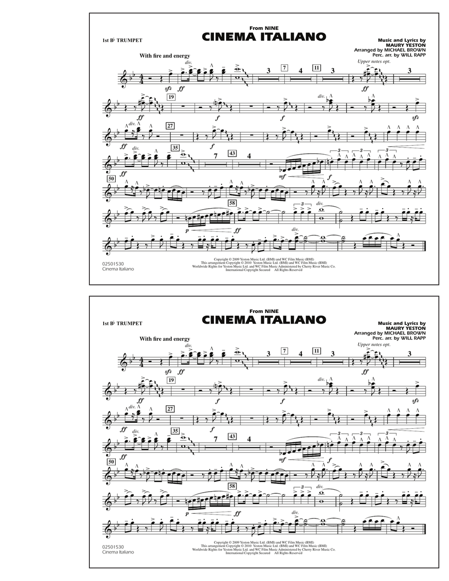 Cinema Italiano (from Nine) - 1st Bb Trumpet Marching Band scores gallery preview page 1