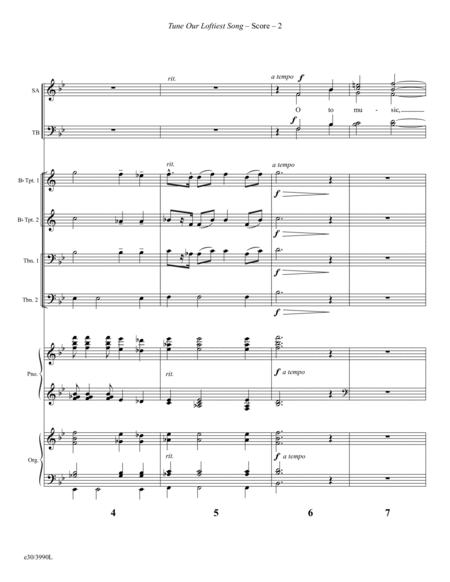 Tune Our Loftiest Song - Downloadable Brass Quartet Score and Parts