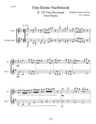 Eine Kleine Nachtmusik (A Little Night Music) K. 525 Mvmt. I for Flute and Clarinet Duet