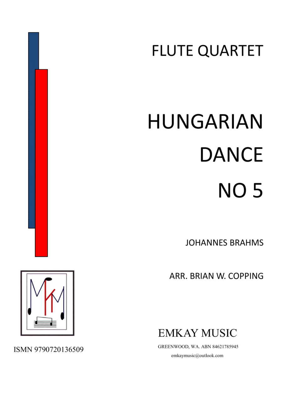 HUNGARIAN DANCE NO 5 - FLUTE QUARTET Flute Quartet scores gallery preview page 1
