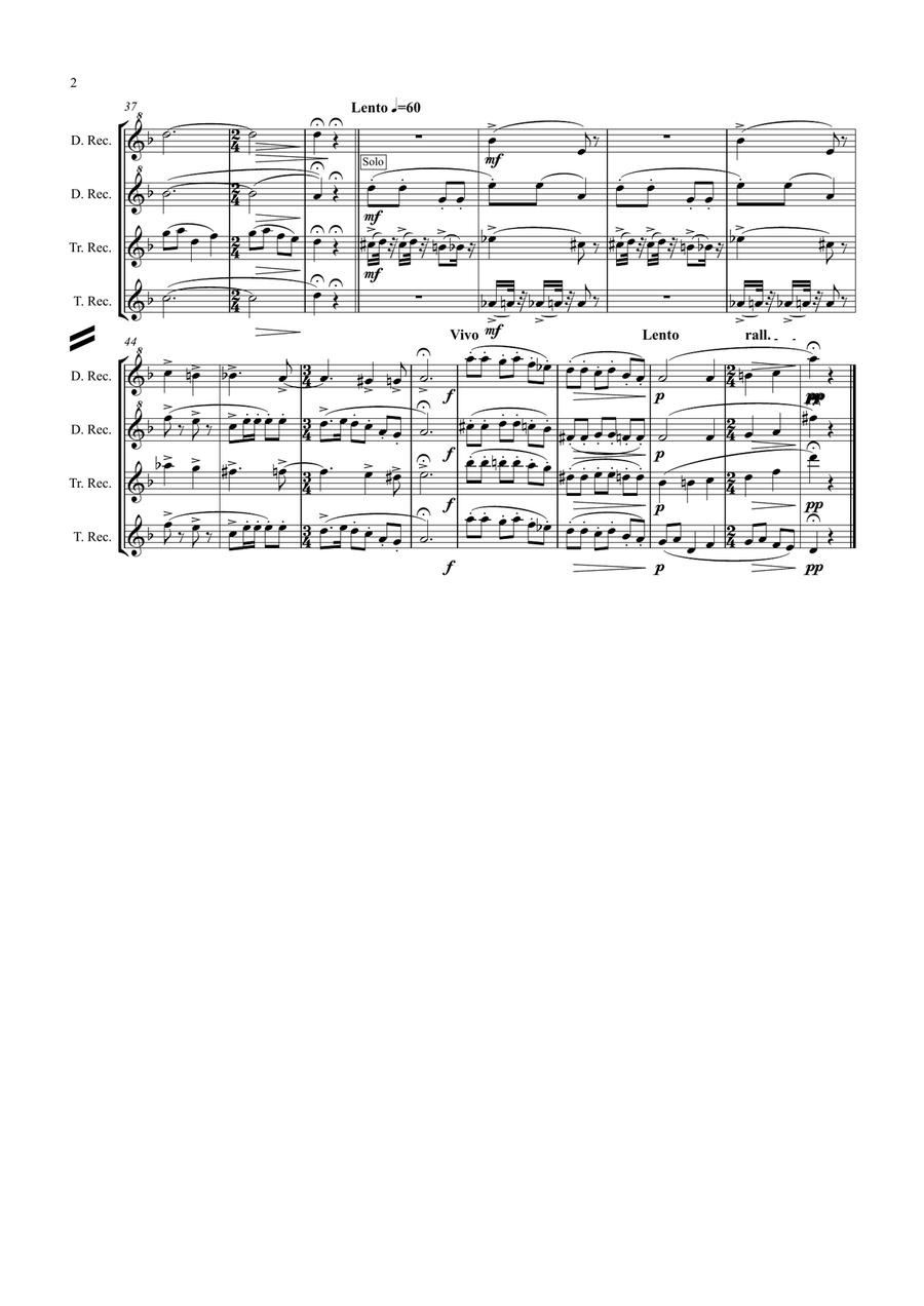 Ravel: Trois Chansons (Three Songs) (includes Three Lovely Birds of Paradise) - recorder quartet Woodwind Quartet scores gallery preview page 2