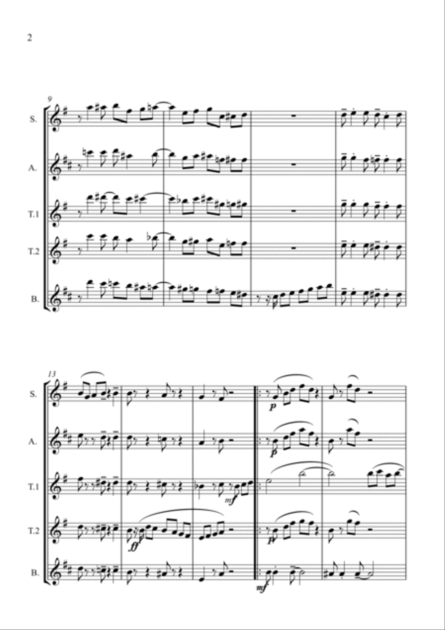 One Four All - Saxophone Quintet (SATTB) Saxophone Quintet scores gallery preview page 2
