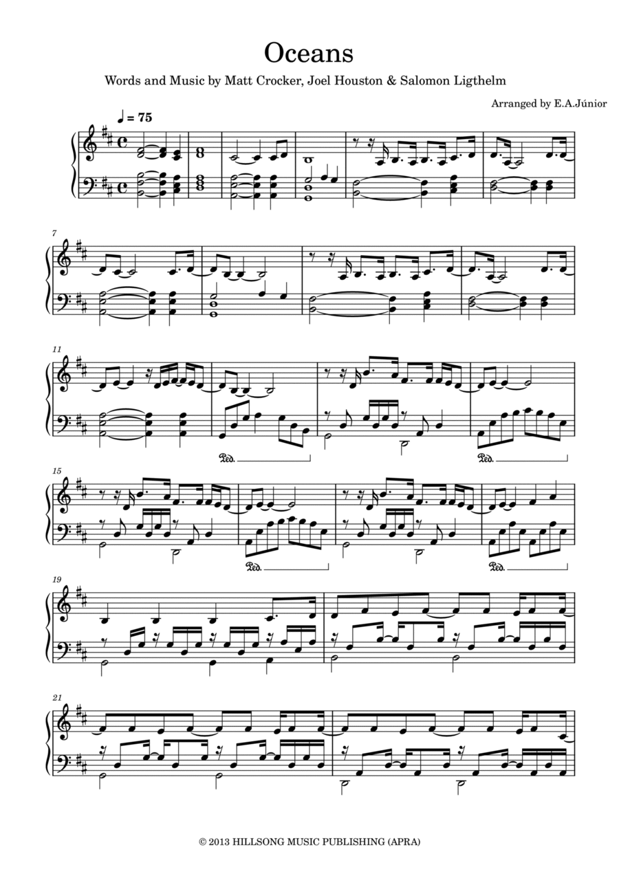 Oceans (where Feet May Fail) Piano Solo scores gallery preview page 1