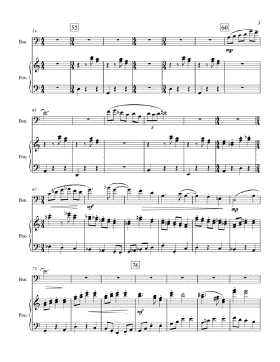 Valse for Bassoon and Piano Bassoon Solo scores gallery preview page 3
