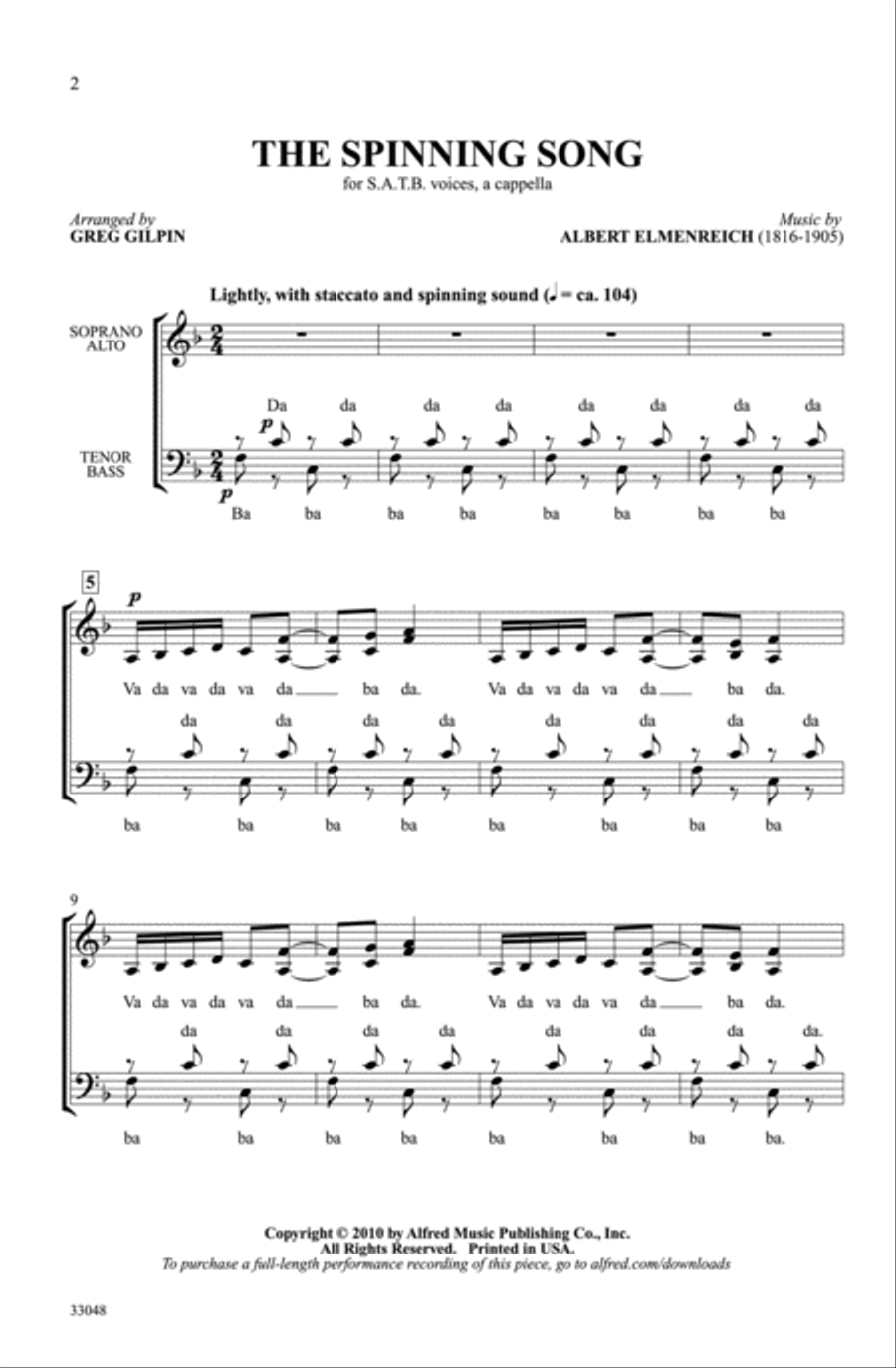 The Spinning Song The Spinning Song 4-Part scores gallery preview page 2