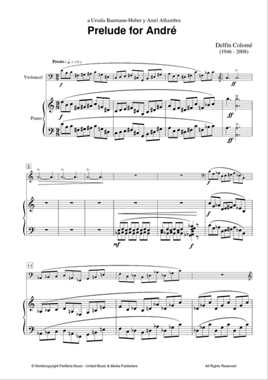 Prelude for André for Cello and Piano Piano Accompaniment scores gallery preview page 2