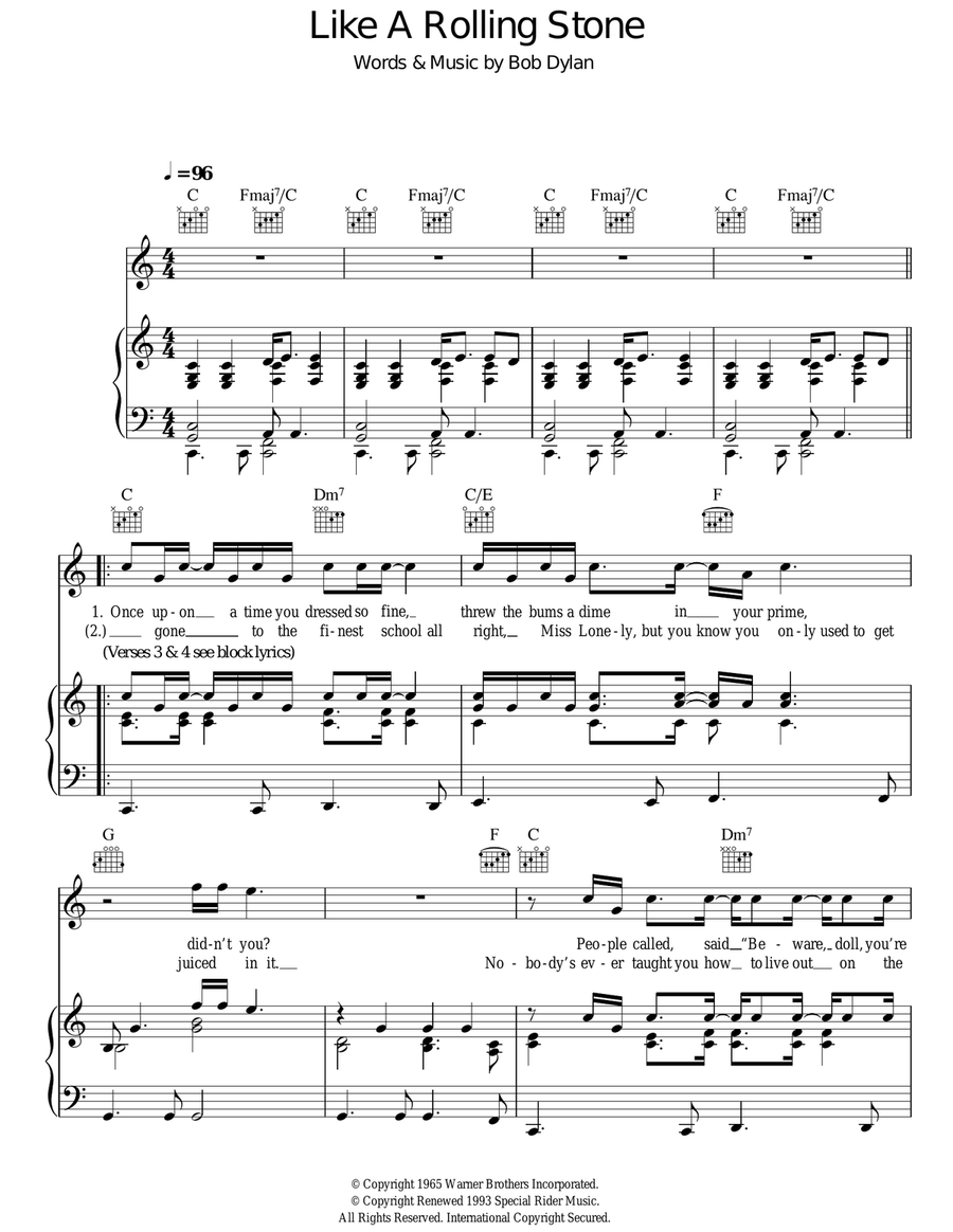 Like A Rolling Stone Acoustic Guitar scores gallery preview page 1