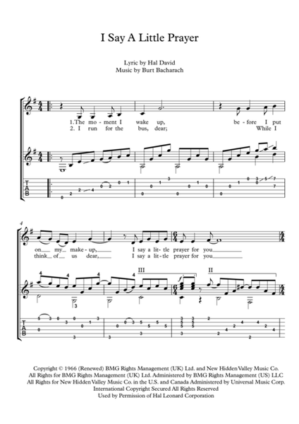 I Say A Little Prayer by Diana King Electric Guitar - Digital Sheet Music