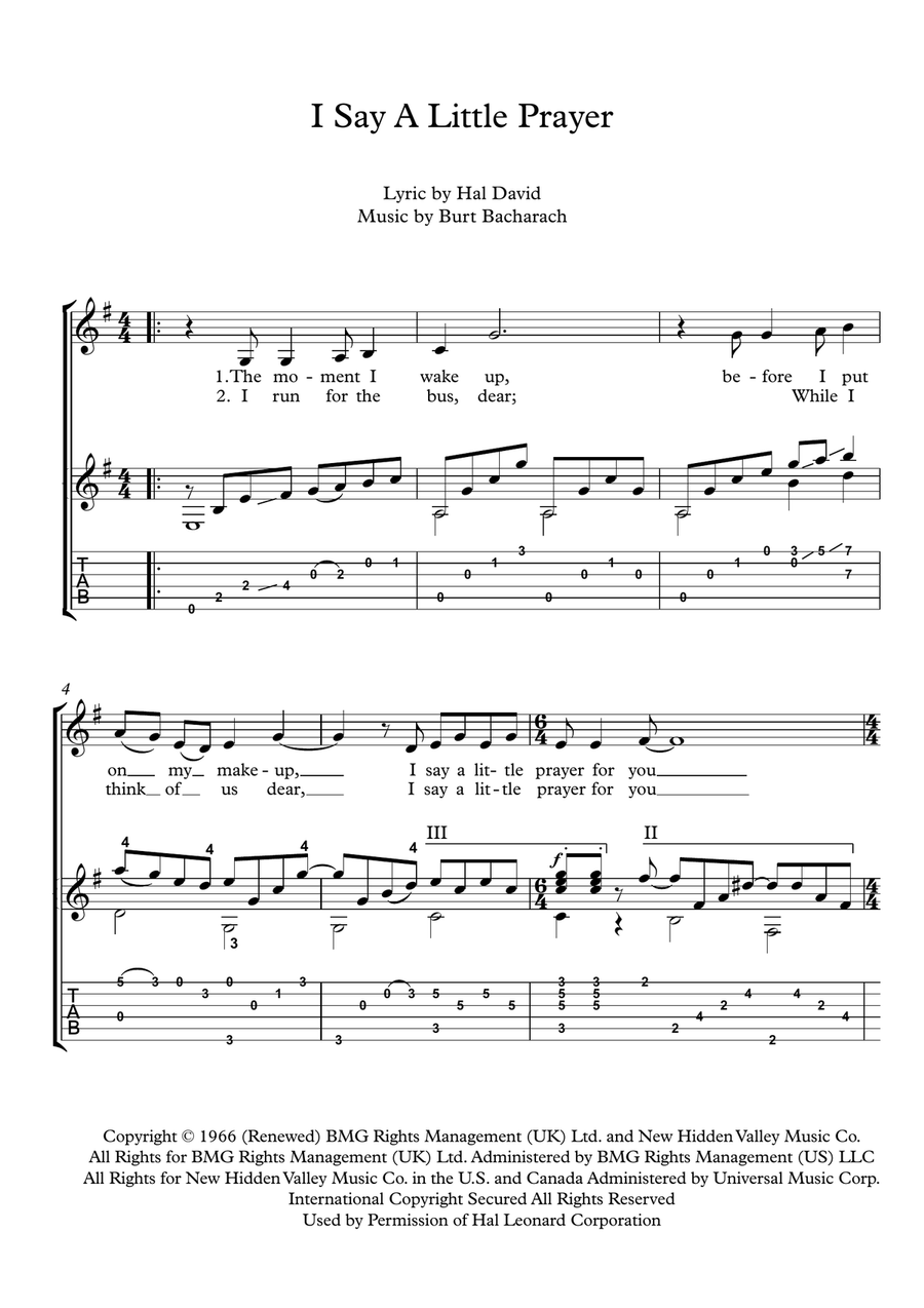 I Say A Little Prayer I Say A Little Prayer Acoustic Guitar scores gallery preview page 1