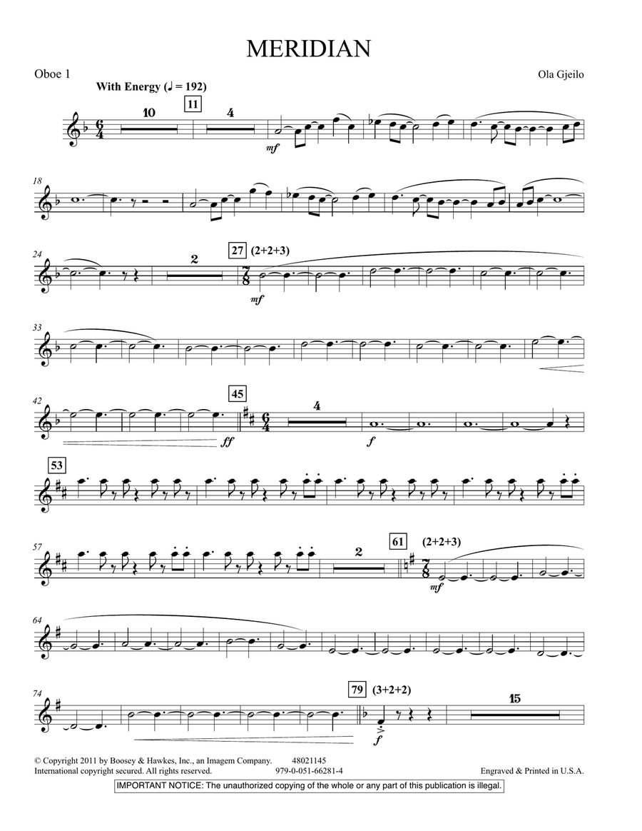 Meridian - Oboe 1 Concert Band scores gallery preview page 1