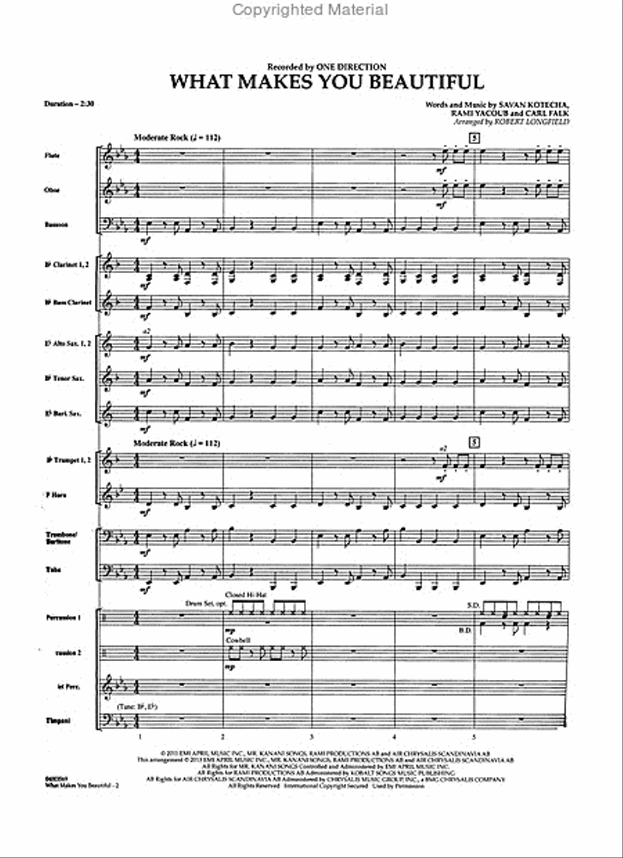 What Makes You Beautiful Concert Band scores gallery preview page 2