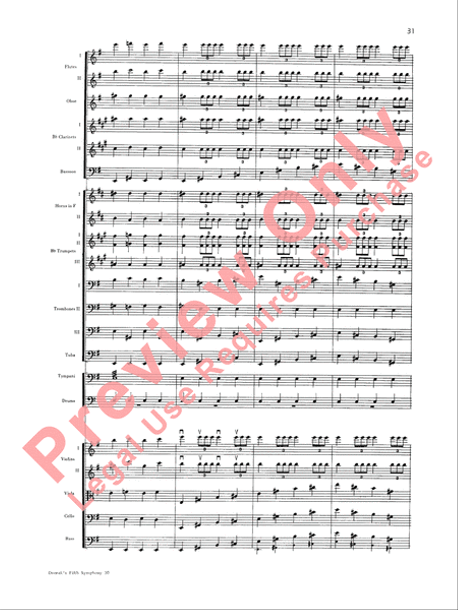 Dvorák's Fifth Symphony (New World, Fourth Movement) Full Orchestra scores gallery preview page 32