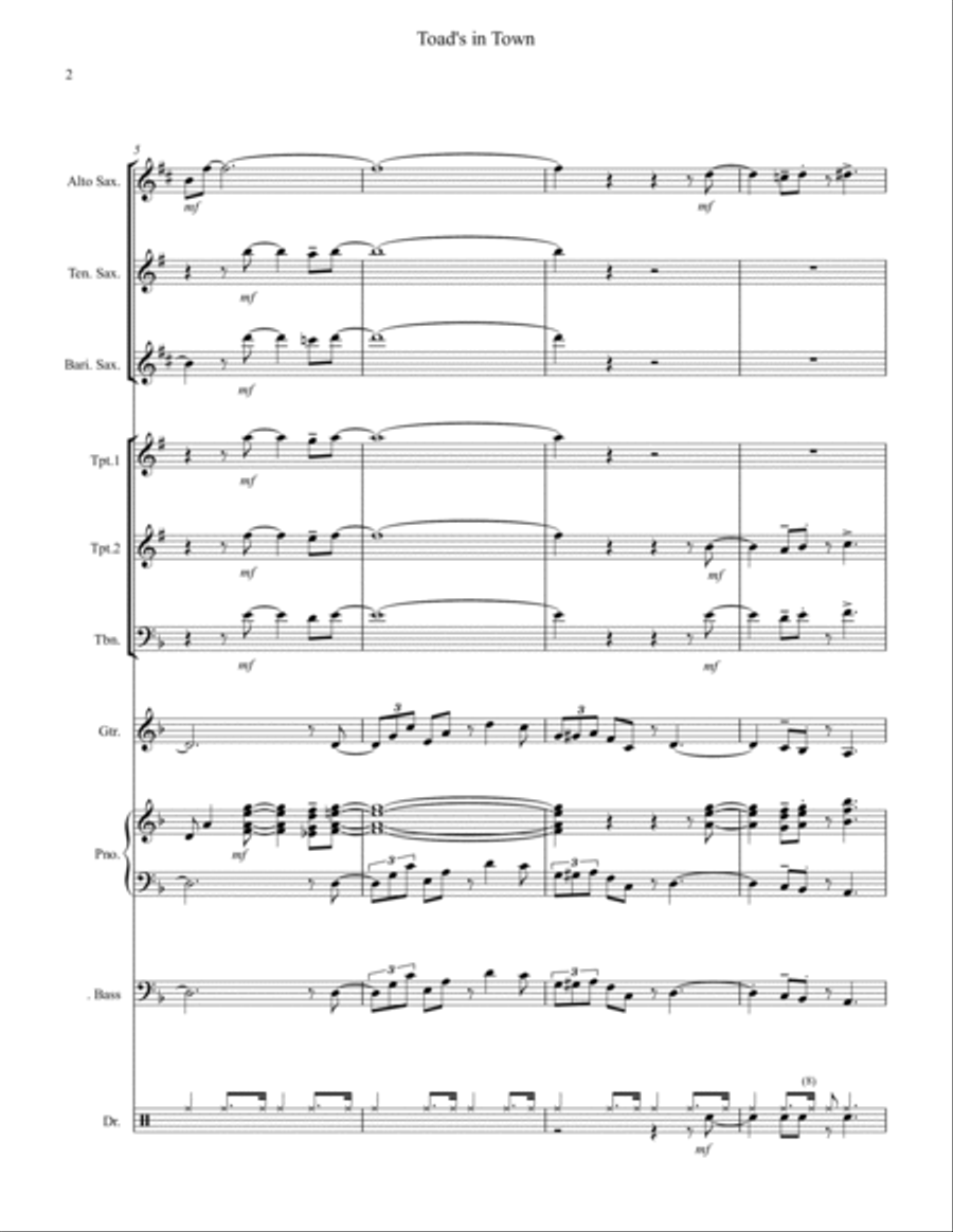 Toad's in Town Toad's in Town Large Ensemble scores gallery preview page 2