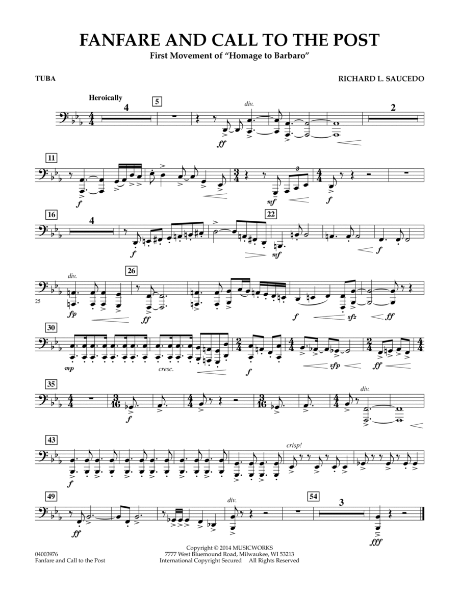 Fanfare and Call to the Post - Tuba Concert Band scores gallery preview page 1