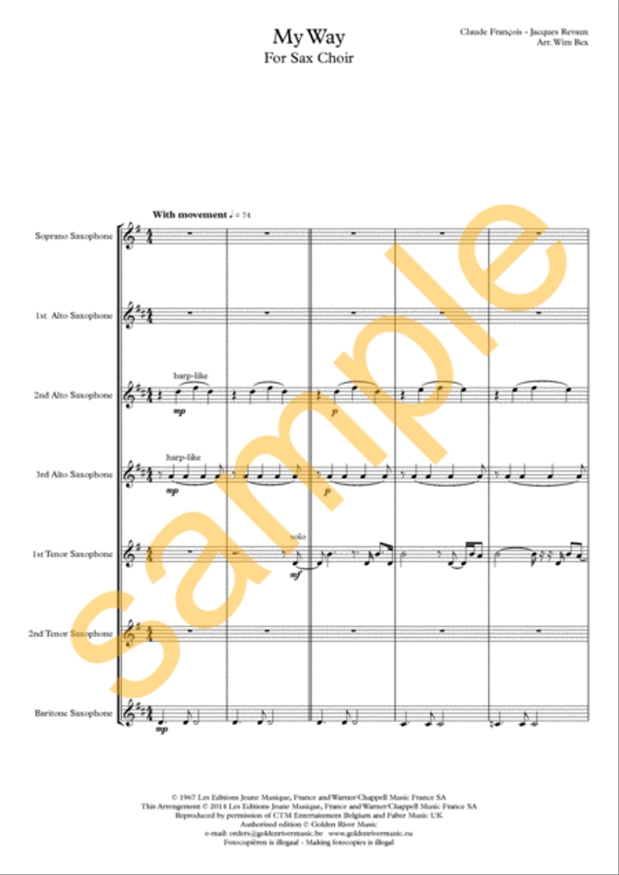 My Way - sax choir Saxophone scores gallery preview page 2