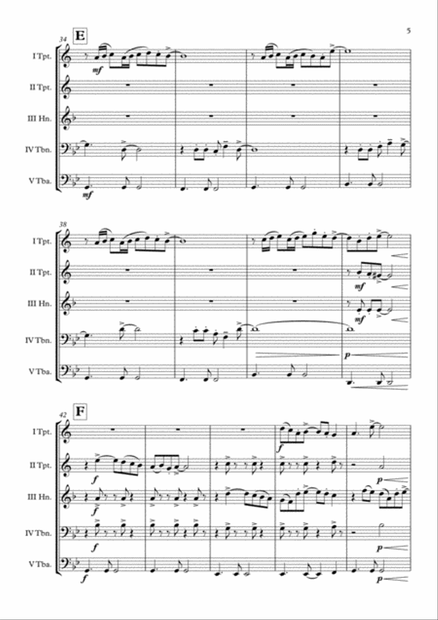 Hawaii Five-O Theme Hawaii Five-O Theme Brass Quintet scores gallery preview page 6