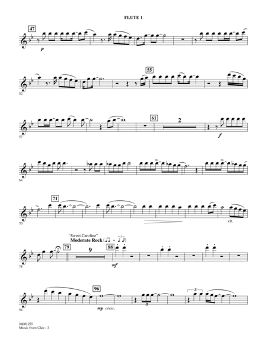 Music from Glee - Flute 1 Concert Band scores gallery preview page 2