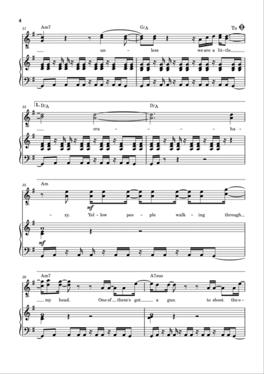 Crazy Piano, Vocal, Guitar scores gallery preview page 5