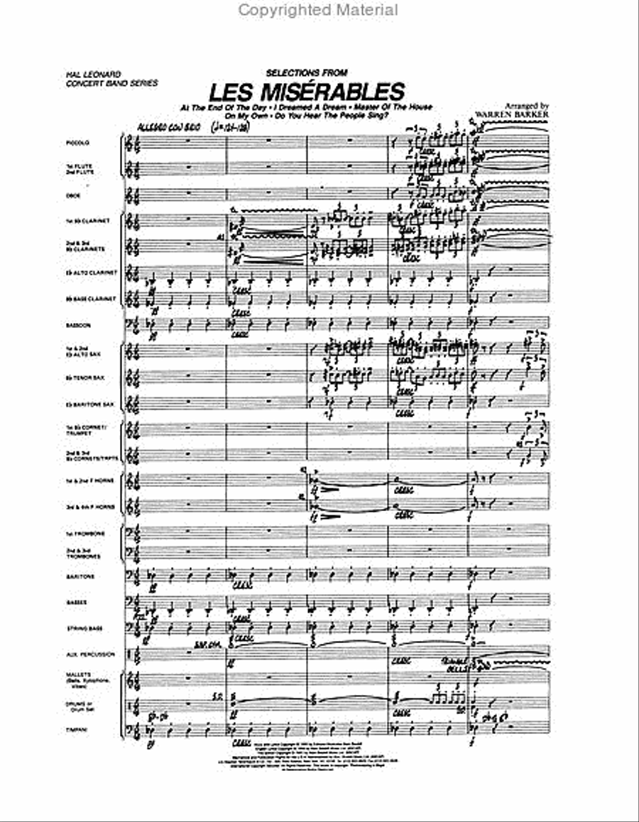 Selections from Les Misérables Concert Band scores gallery preview page 2