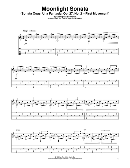 Moonlight Sonata (Sonata Quasi Una Fantasia, Op. 27, No. 2 - First Movement) (arr. Elias Barreiro)