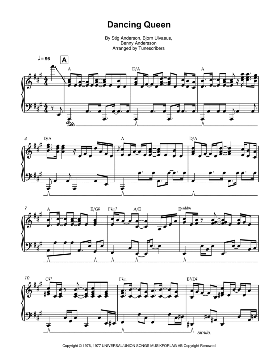 Dancing Queen Dancing Queen Piano Solo scores gallery preview page 1