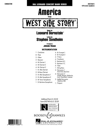 Book cover for America (from West Side Story) (arr. Vinson) - Conductor Score (Full Score)