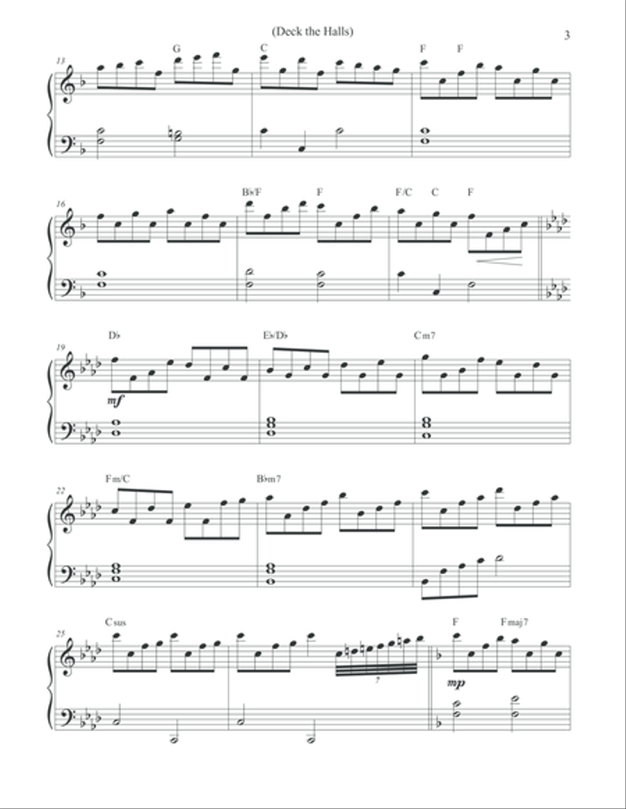 Deck the Halls (Christmas Piano) Piano Solo scores gallery preview page 3