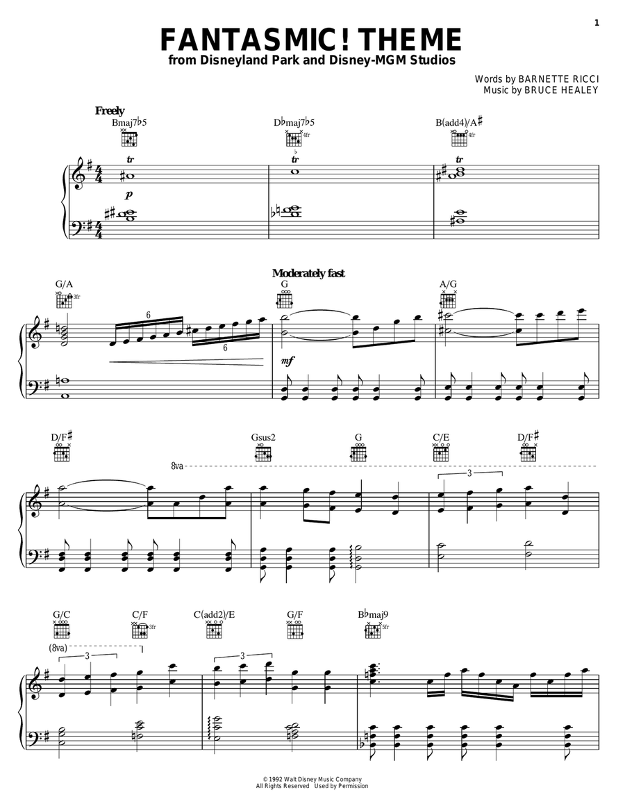 Fantasmic! Fantasmic! Piano, Vocal, Guitar scores gallery preview page 1