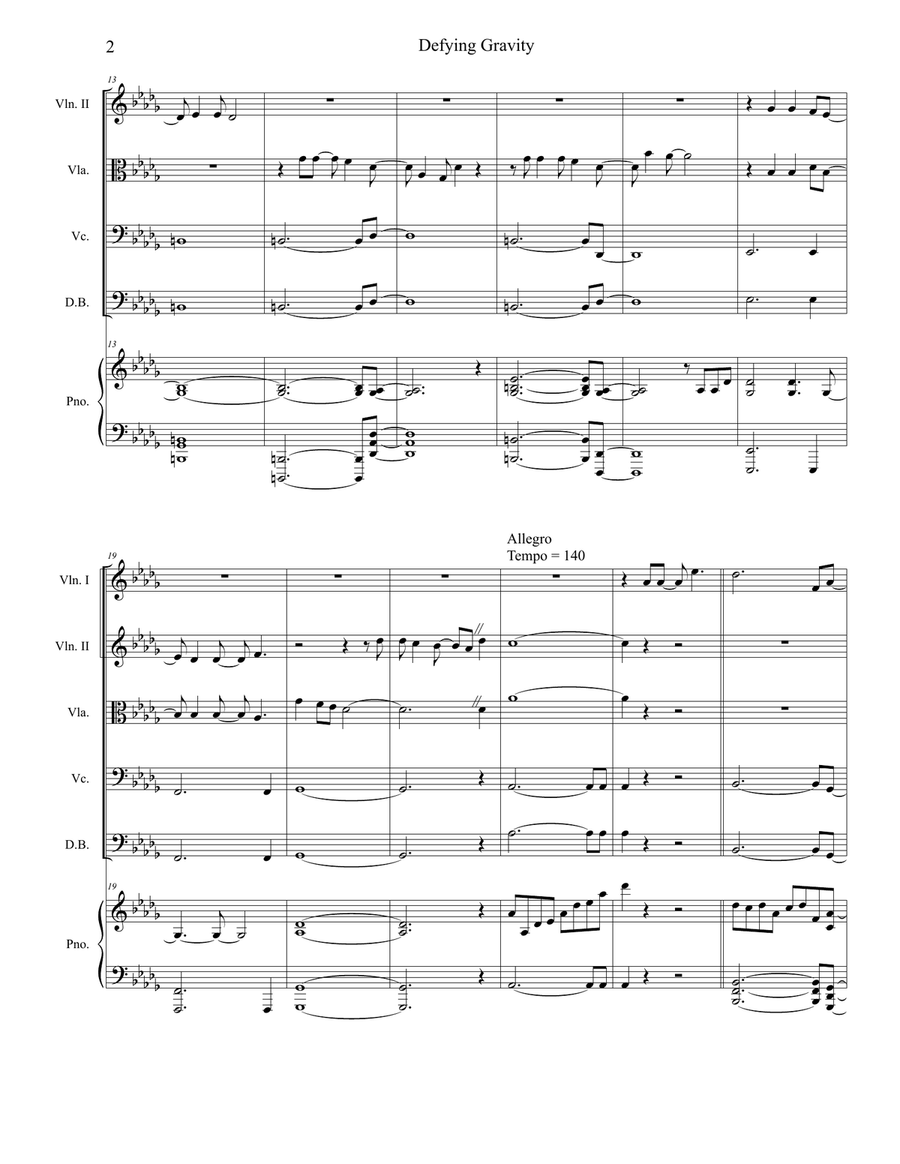Defying Gravity String Quintet scores gallery preview page 2