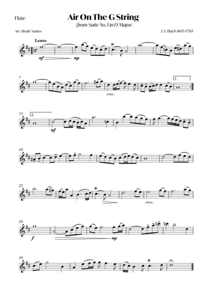 Air On The G String (from Suite No.3 in D Major) (Bach) - Woodwind quintet image number null