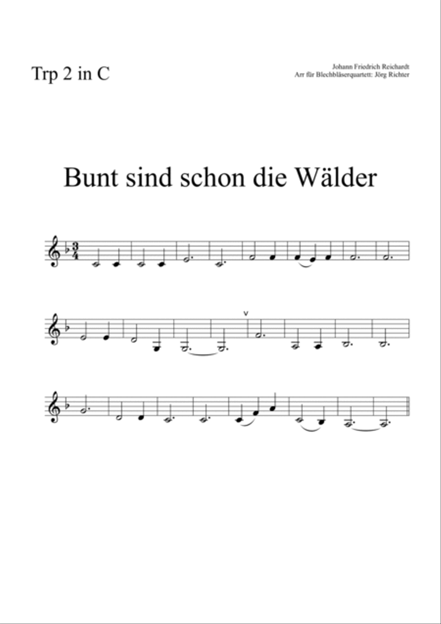 Bunt sind schon die Wälder für Blechbläser Quartett Brass Ensemble scores gallery preview page 5