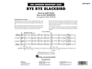 Book cover for Bye Bye Blackbird (arr. Paul Murtha) - Conductor Score (Full Score)
