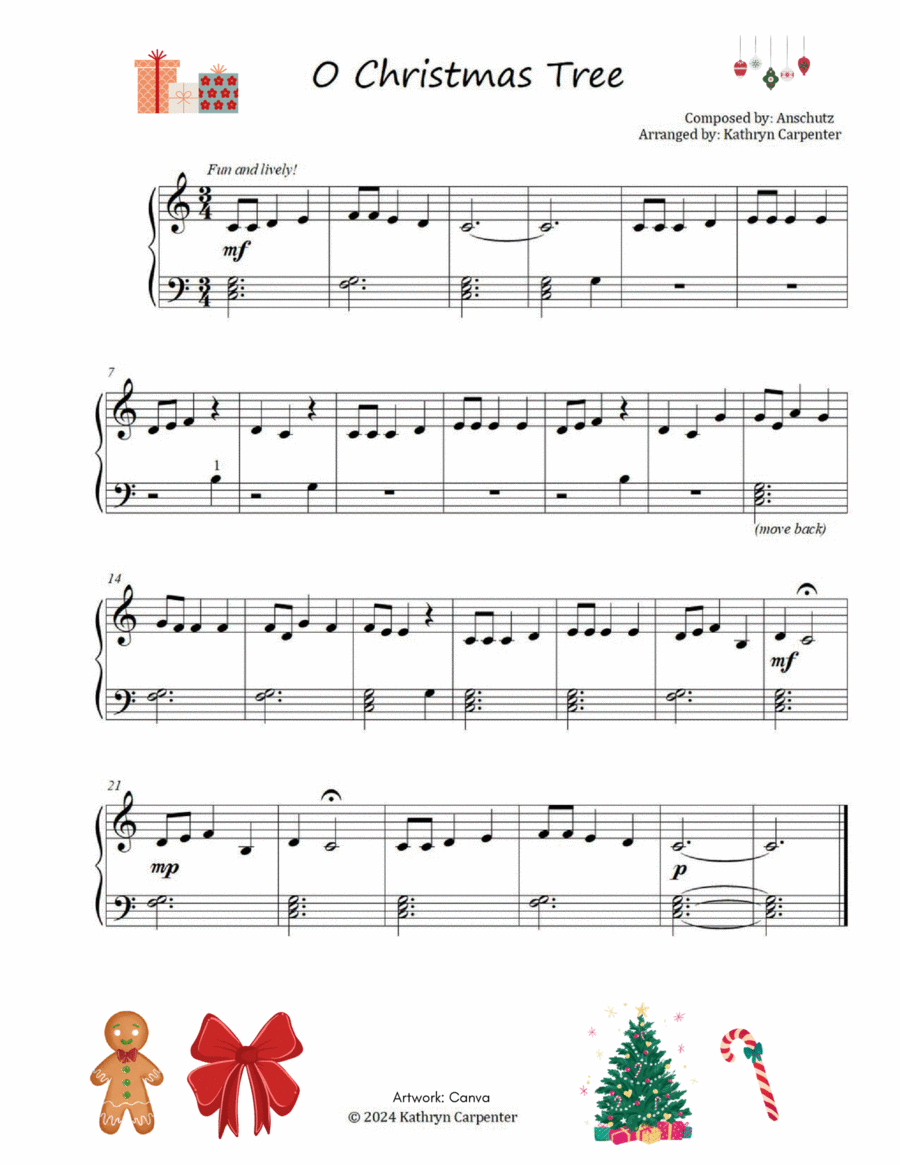O Christmas Tree (Easy Piano) Easy Piano scores gallery preview page 1