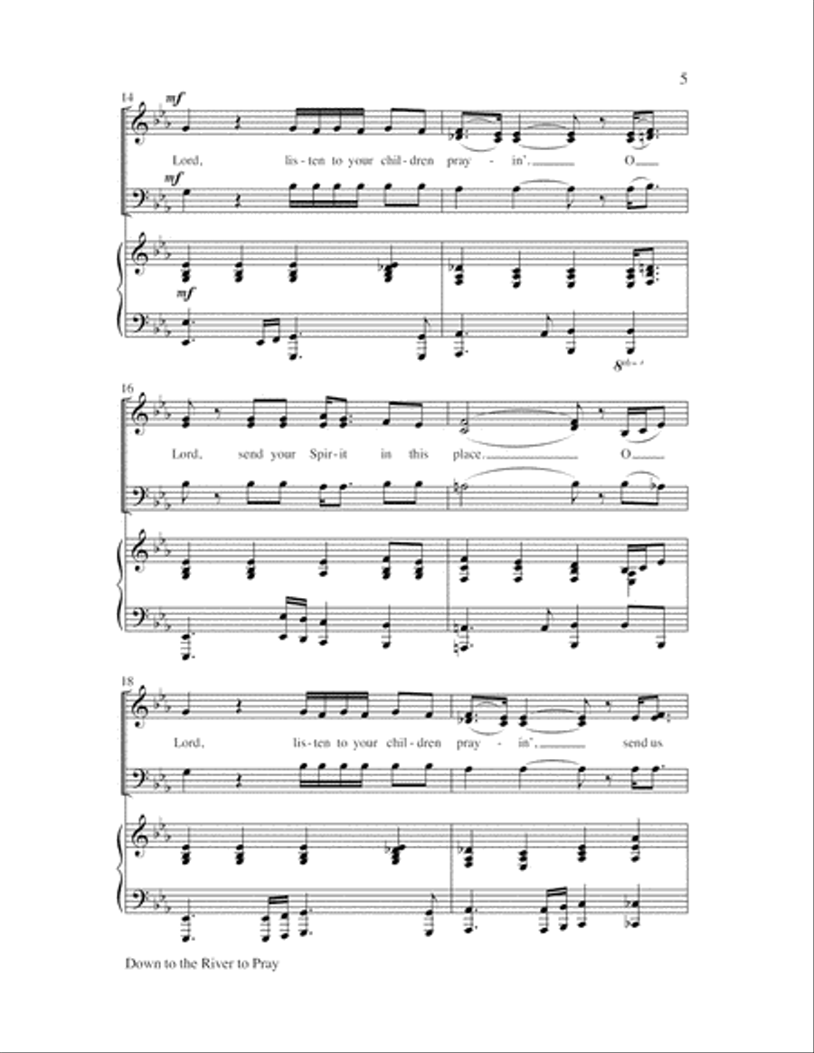 Down to the River to Pray with Lord, Listen to Your 4-Part scores gallery preview page 5