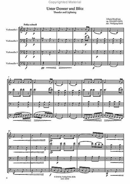 Unter Donner und Blitz op. 324 (für vier Violoncelli)
