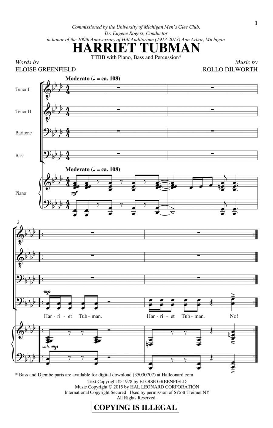 Harriet Tubman TTBB scores gallery preview page 1