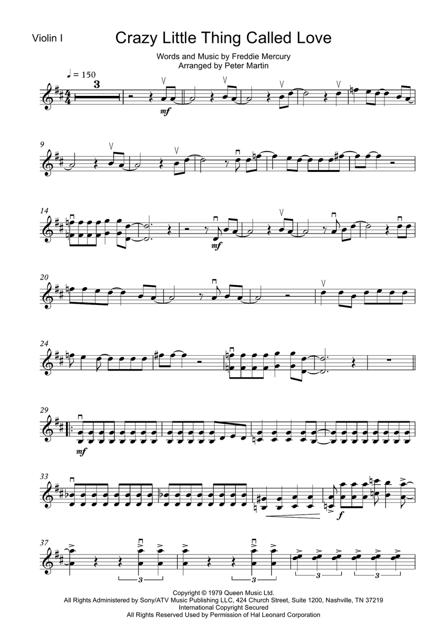 Crazy Little Thing Called Love String Quartet scores gallery preview page 3