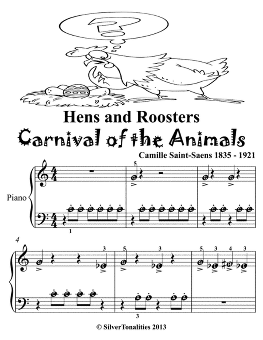 Hens and Roosters Carnival of the Animals Beginner Piano Sheet Music 2nd Edition