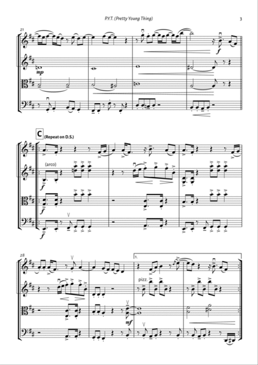 P.y.t. (pretty Young Thing) String Quartet scores gallery preview page 3