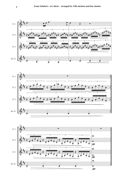 Franz Schubert: Ave Maria, arranged for 3 Bb clarients and bass clarinet