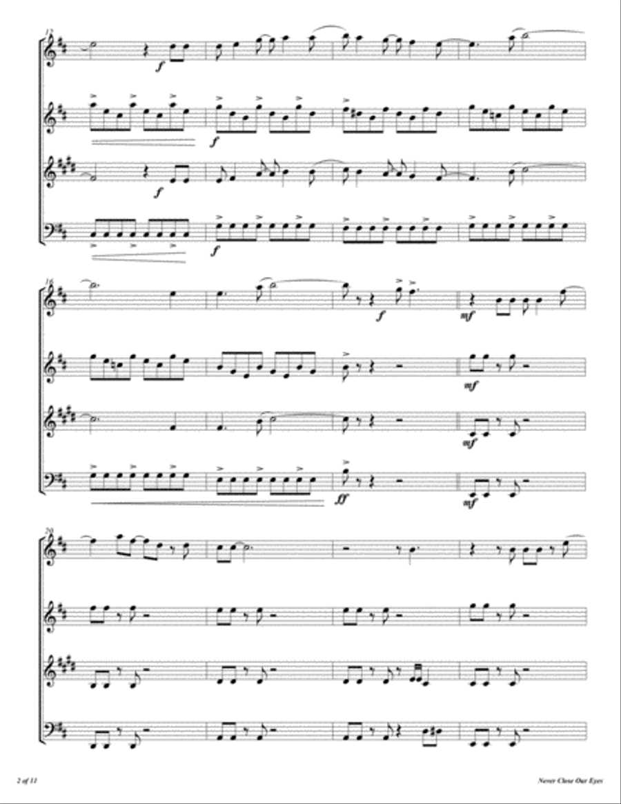 Never Close Our Eyes Woodwind Quartet scores gallery preview page 3