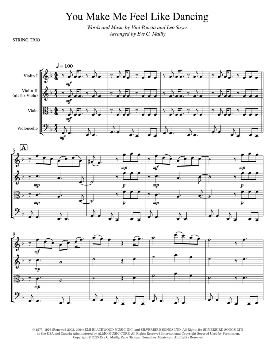 You Make Me Feel Like Dancing String Trio scores gallery preview page 1