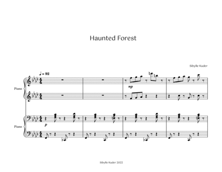 Haunted Forest for intermediate piano duet image number null