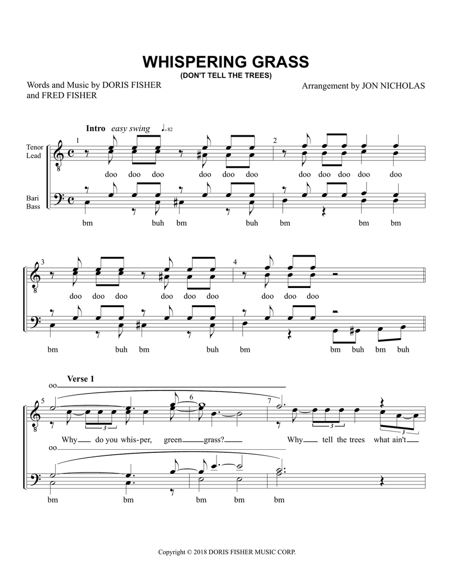 Whispering Grass (don't Tell The Trees) TTBB scores gallery preview page 1