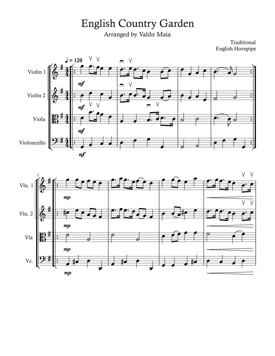 English Country Garden - String Quartet String Quartet scores gallery preview page 1